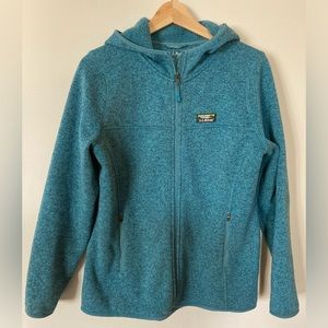 LL Bean Sweater Fleece Full Zip Hoodie, Teal Heather, size Medium